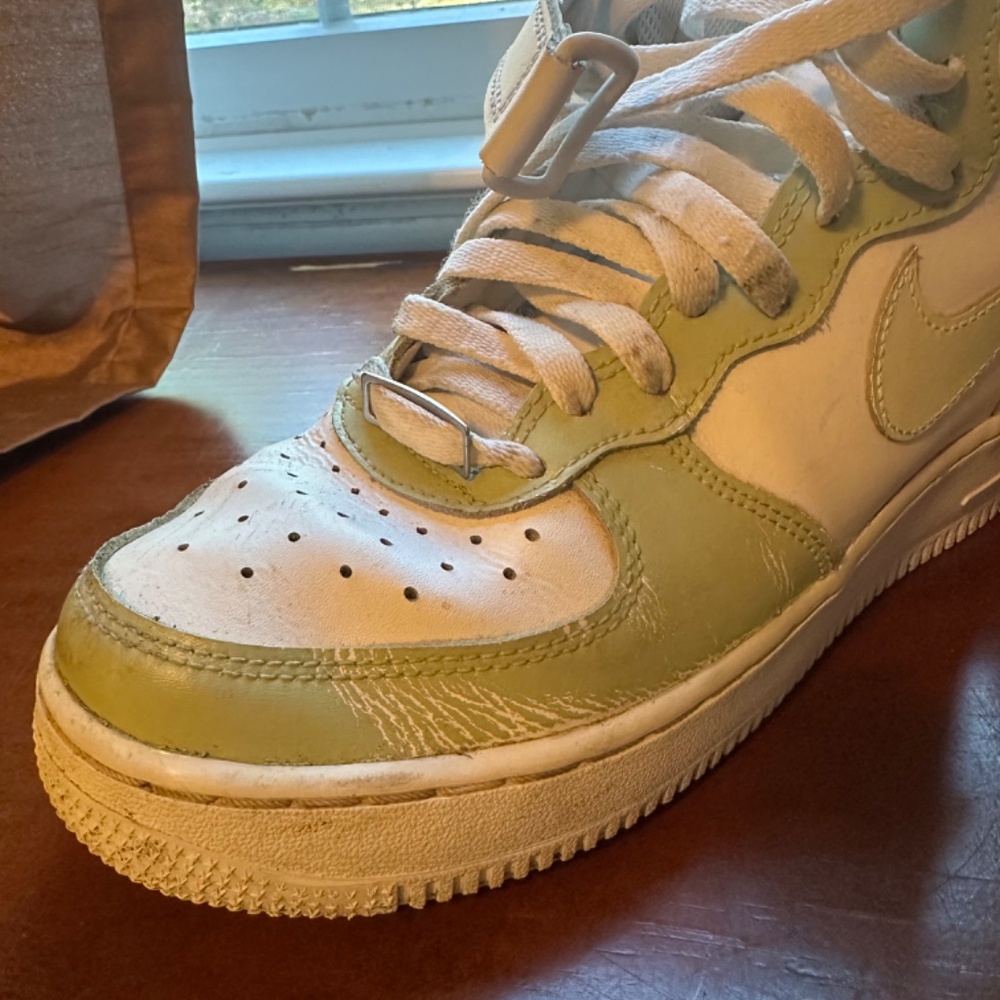 Custom-Made (Etsy) Nike Air Force 1 Sneakers Mid Sage Avocado Green Tea - Picture 9 of 12